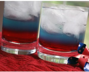 tri-color patriotic drink, red white and blue beverage
