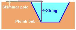 homemade plumb bob - pole, string, weight - for measuring pool depth
