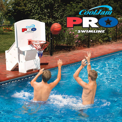 swimming pool basketball game