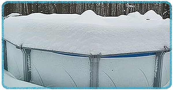 above ground pool with 22" of snow on top