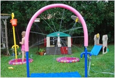 Backyard Water Park ideas; from Event Horizons comes Noodle Sprinklers, with detailed pics on construction.