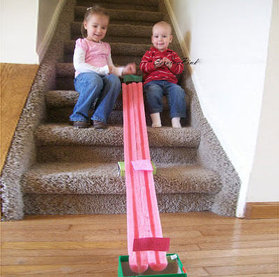 Marble Race Track, from HomeSpun Threads, easy to make race track.
