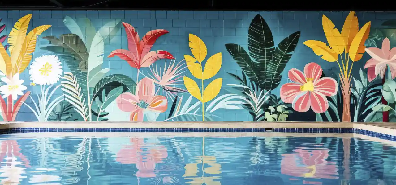 21 Swimming Pool Wall Mural Ideasthumbnail image.