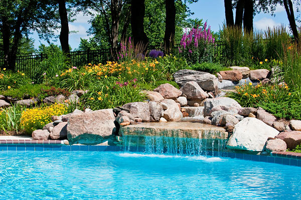 image of pool with cascade water feature