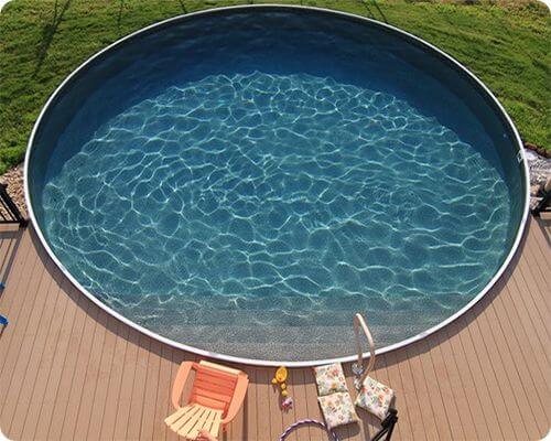 How much water is in an 18 foot round pool 15 Awesome Above Ground Pool Deck Designs Intheswim Pool Blog