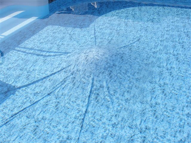 Pool liner wrinkles caused by underground water