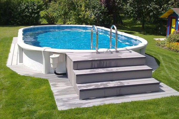 Above Ground Pool Deck Designs, Above Ground Pool Stairs No Deck