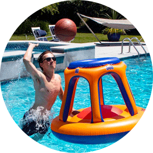 floating pool basketball game