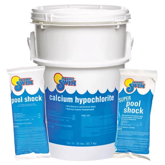 Shock the pool in preparation for a no drain acid wash